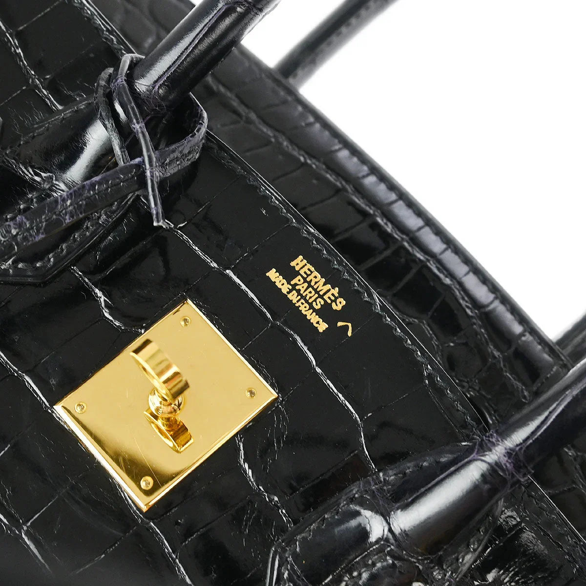 Hermes * Black Porosus Birkin 30 Handbag