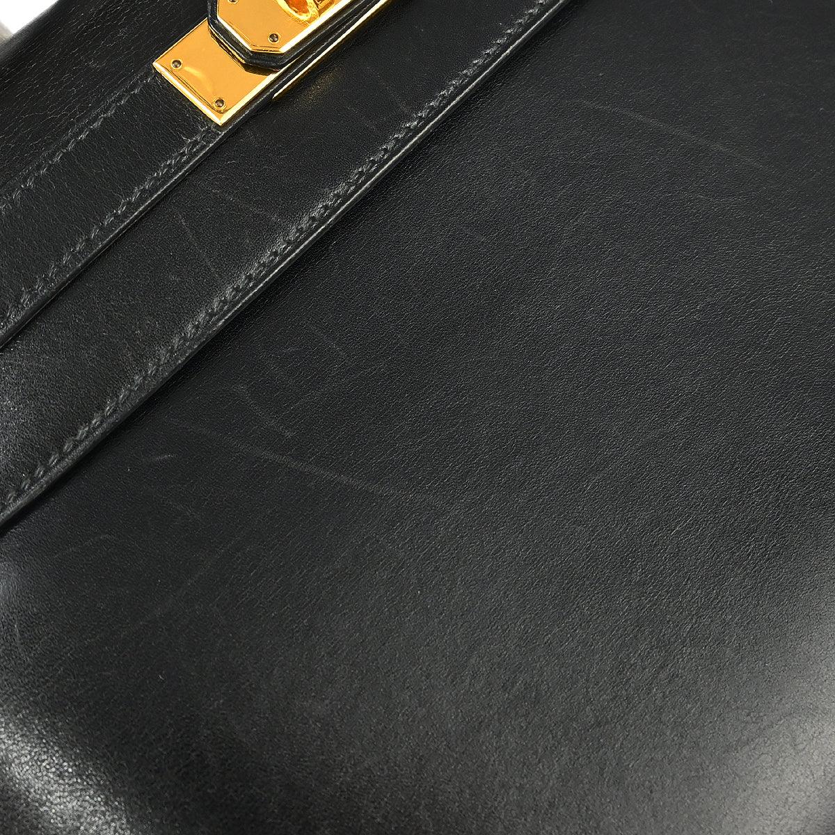 Hermes Black Box Calf Kelly 28 Sellier 2way Shoulder Handbag