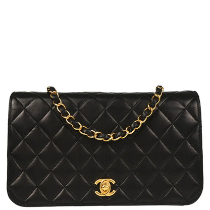 Chanel 2006-2008 Black Lambskin Turnlock Small Full Flap Shoulder Bag