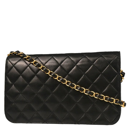 Chanel 2006-2008 Black Lambskin Turnlock Small Full Flap Shoulder Bag