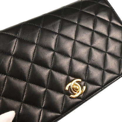 Chanel 2006-2008 Black Lambskin Turnlock Small Full Flap Shoulder Bag