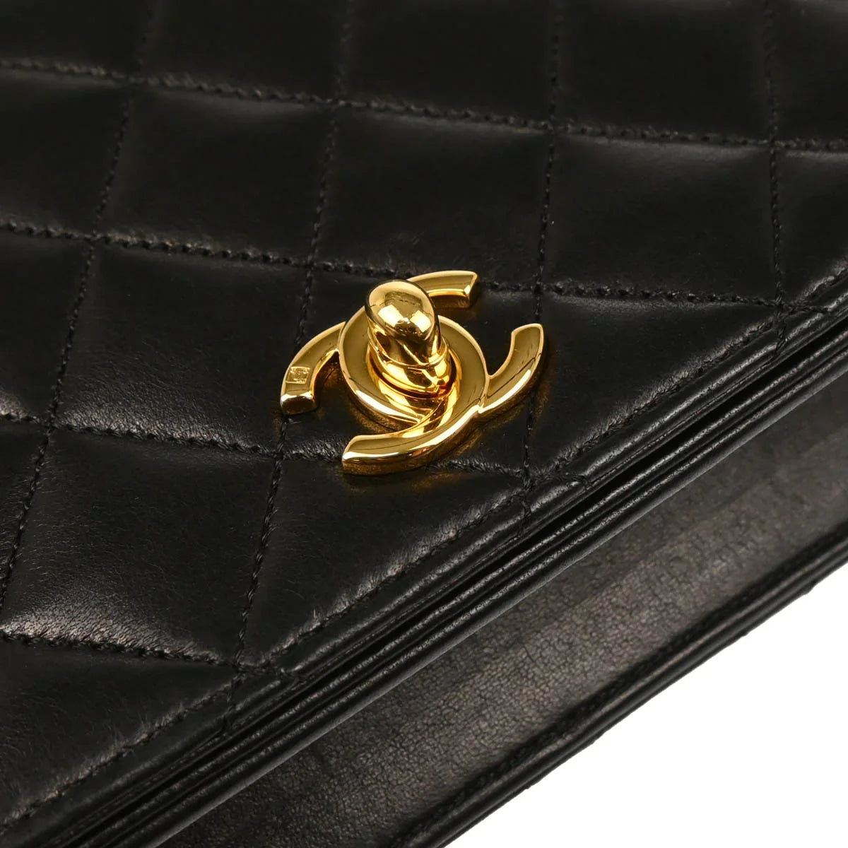 Chanel 2006-2008 Black Lambskin Turnlock Small Full Flap Shoulder Bag