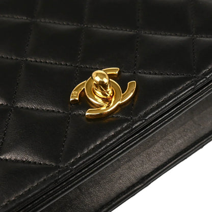 Chanel 2006-2008 Black Lambskin Turnlock Small Full Flap Shoulder Bag