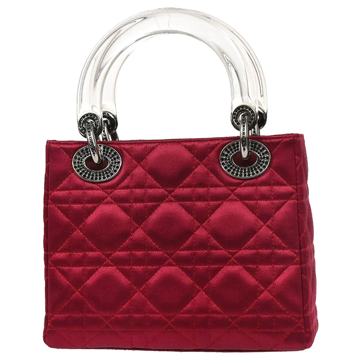 Christian Dior 1999 Bordeaux Satin Rhinestone Small Lady Dior Handbag