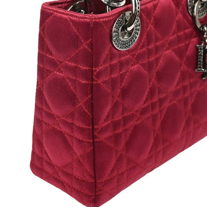 Christian Dior 1999 Bordeaux Satin Rhinestone Small Lady Dior Handbag