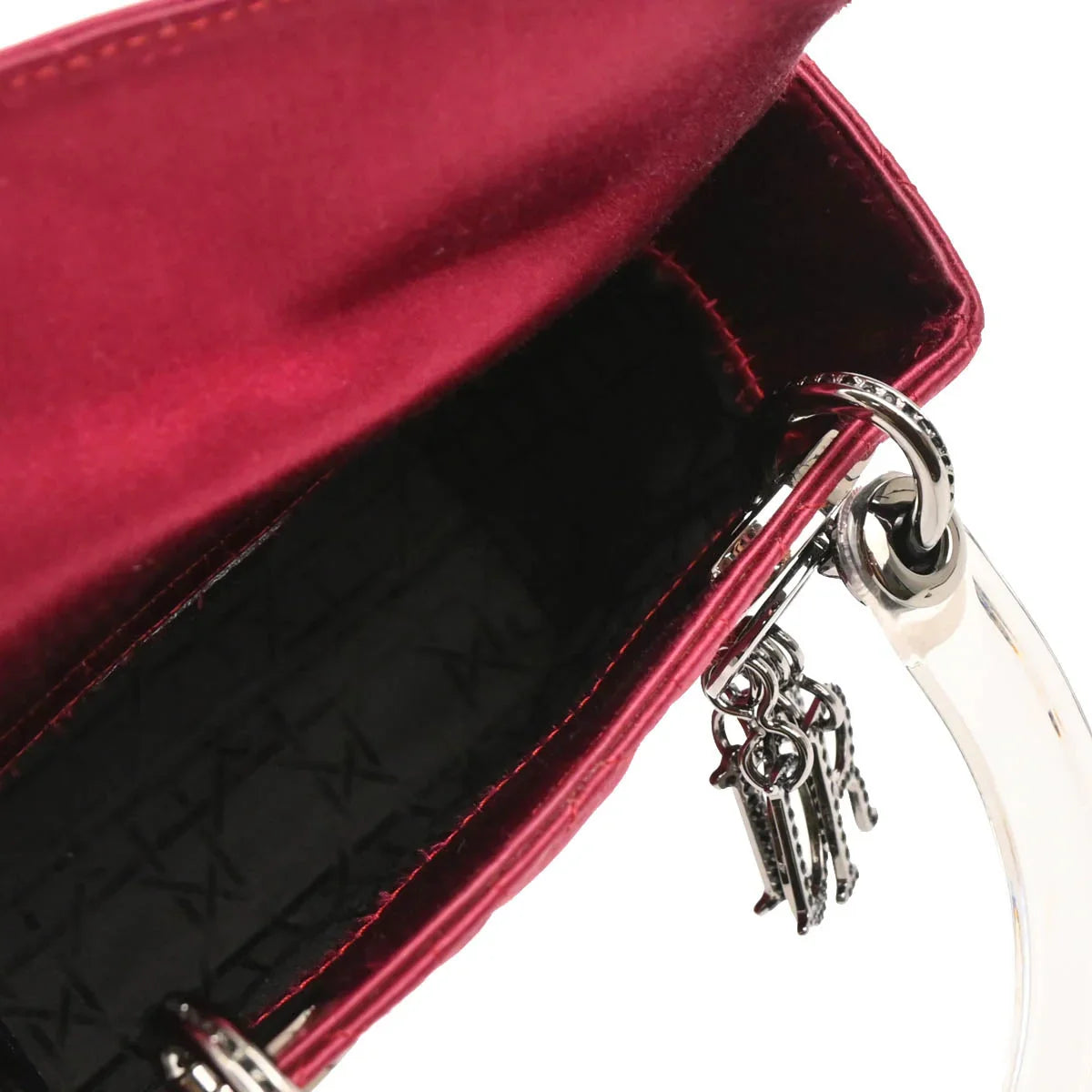 Christian Dior 1999 Bordeaux Satin Rhinestone Small Lady Dior Handbag