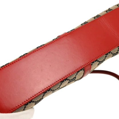 Gucci Red Beige GG Jackie Hobo Handbag