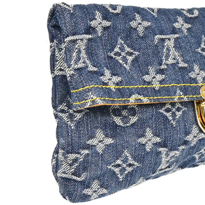 Louis Vuitton 2006 Blue Monogram Denim Pochette Plat Clutch Bag M95007