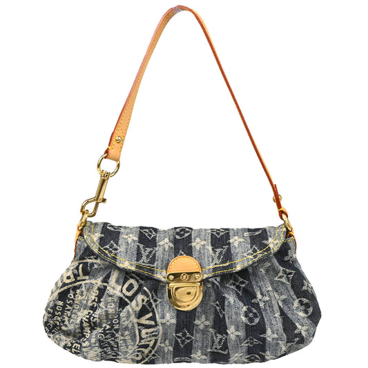 Louis Vuitton 2006 Blue Monogram Denim Mini Pleaty Raye Handbag M95333