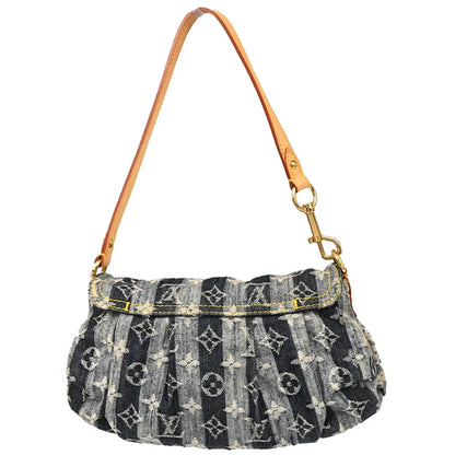 Louis Vuitton 2006 Blue Monogram Denim Mini Pleaty Raye Handbag M95333