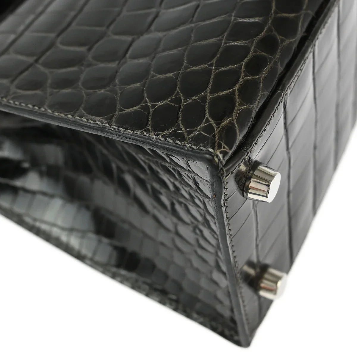 Hermes 2006* Graphite Niloticus Kelly 25 Sellier 2way Shoulder Handbag