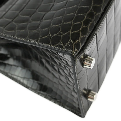 Hermes 2006* Graphite Niloticus Kelly 25 Sellier 2way Shoulder Handbag