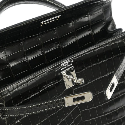 Hermes 2006* Graphite Niloticus Kelly 25 Sellier 2way Shoulder Handbag
