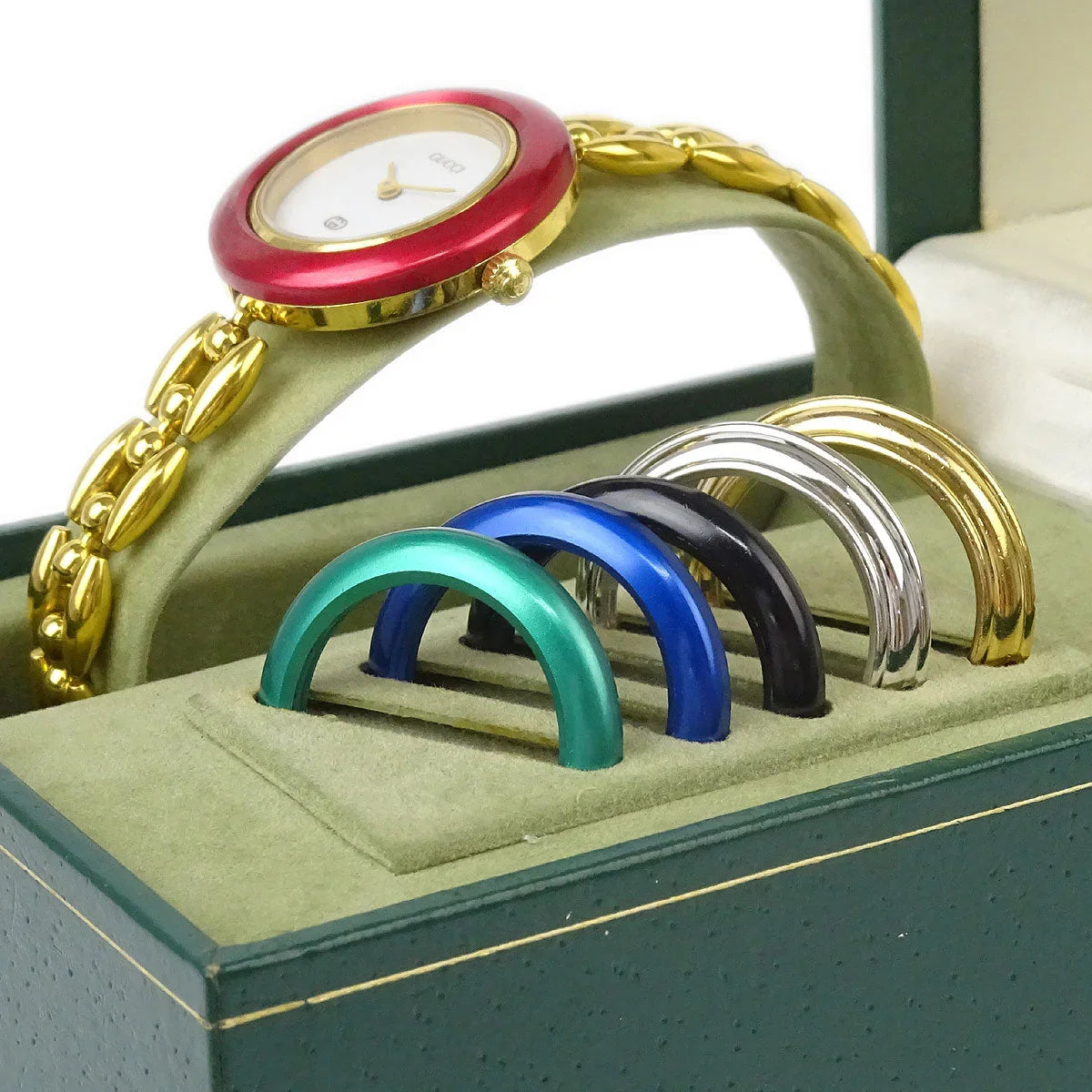 Gucci 1100-L Change Bezel Chameleon Quartz Watch SS