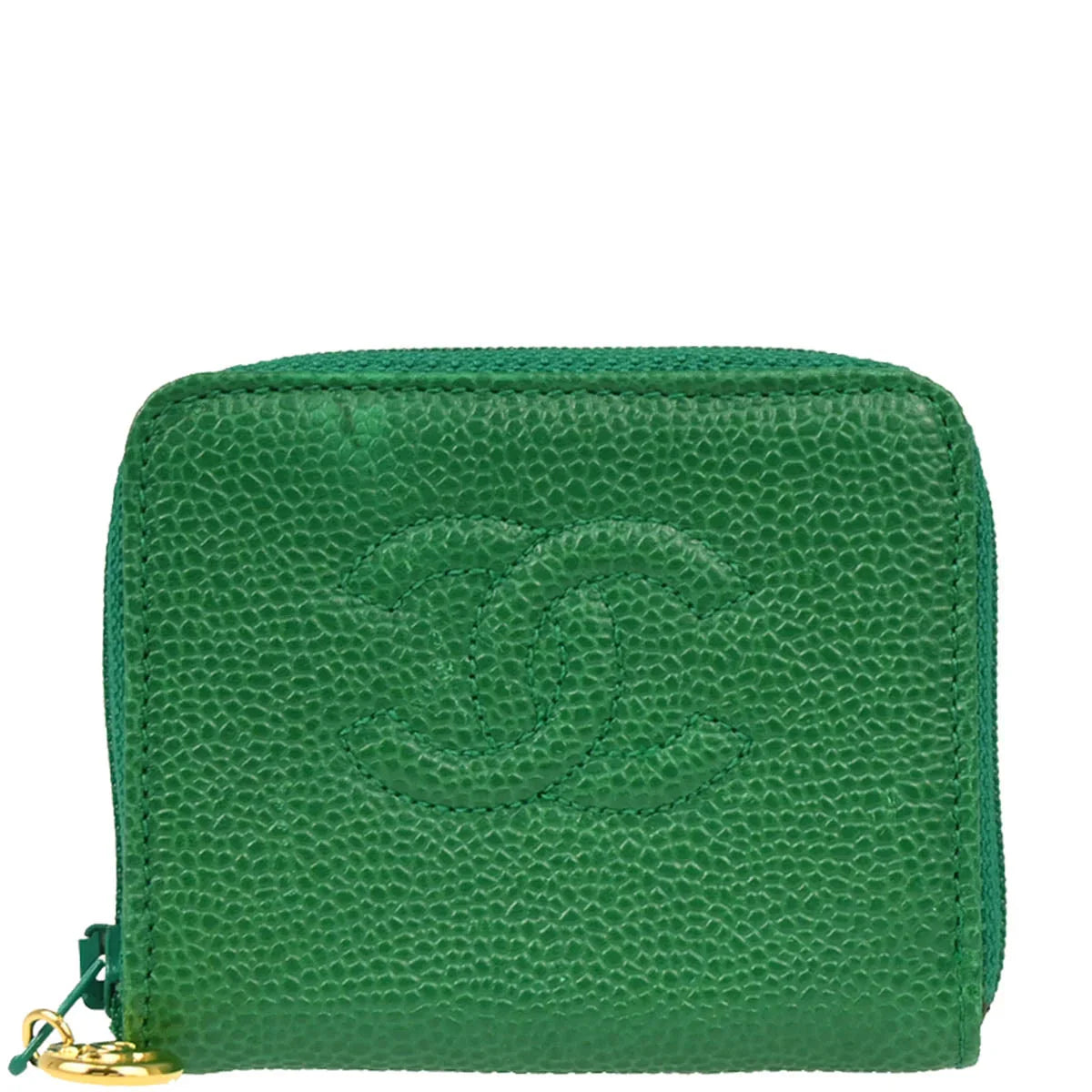 Chanel 1994-1996 Green Caviar Coin Purse Wallet