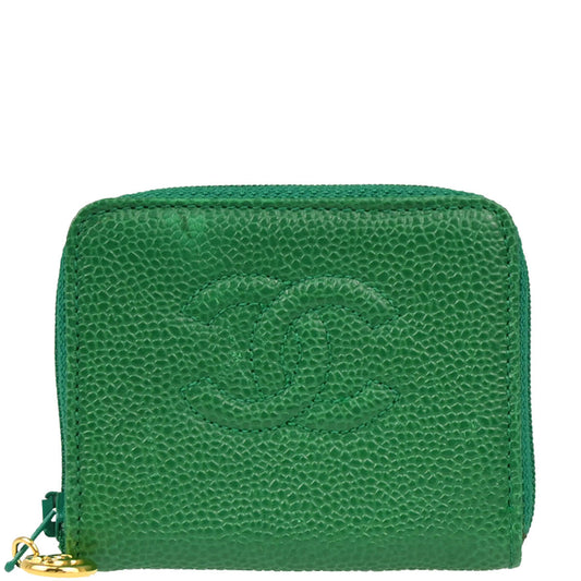Chanel 1994-1996 Green Caviar Coin Purse Wallet