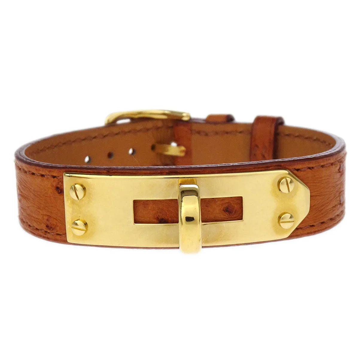 Hermes 1998 * Chestnut Ostrich Kelly Bracelet □B