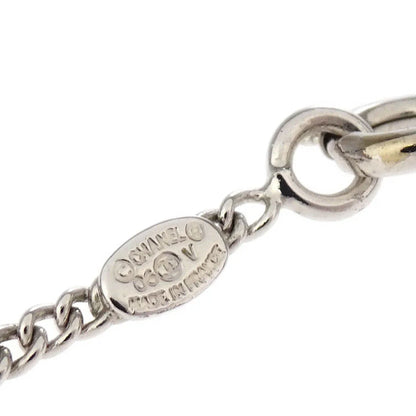 Chanel CC Chain Necklace Silver Black 06V