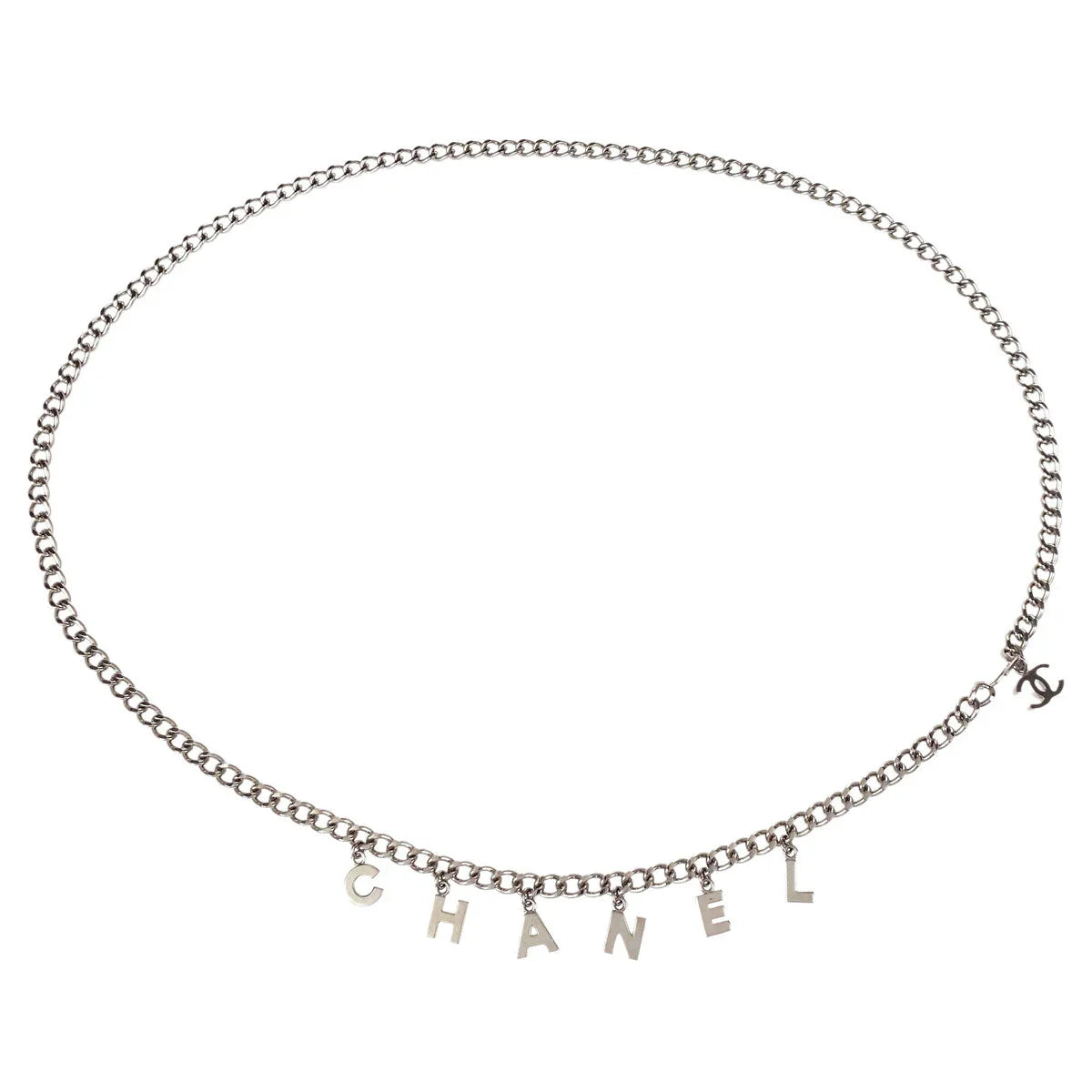 Chanel Silver Chain Belt Icon Small Good 04V