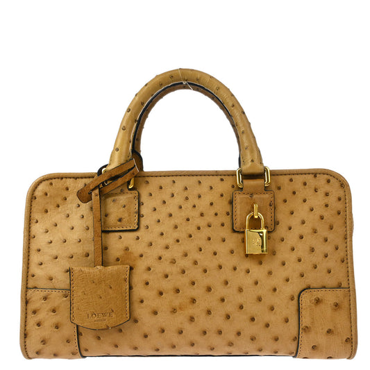 Loewe * Beige Ostrich Amazona 28 Handbag