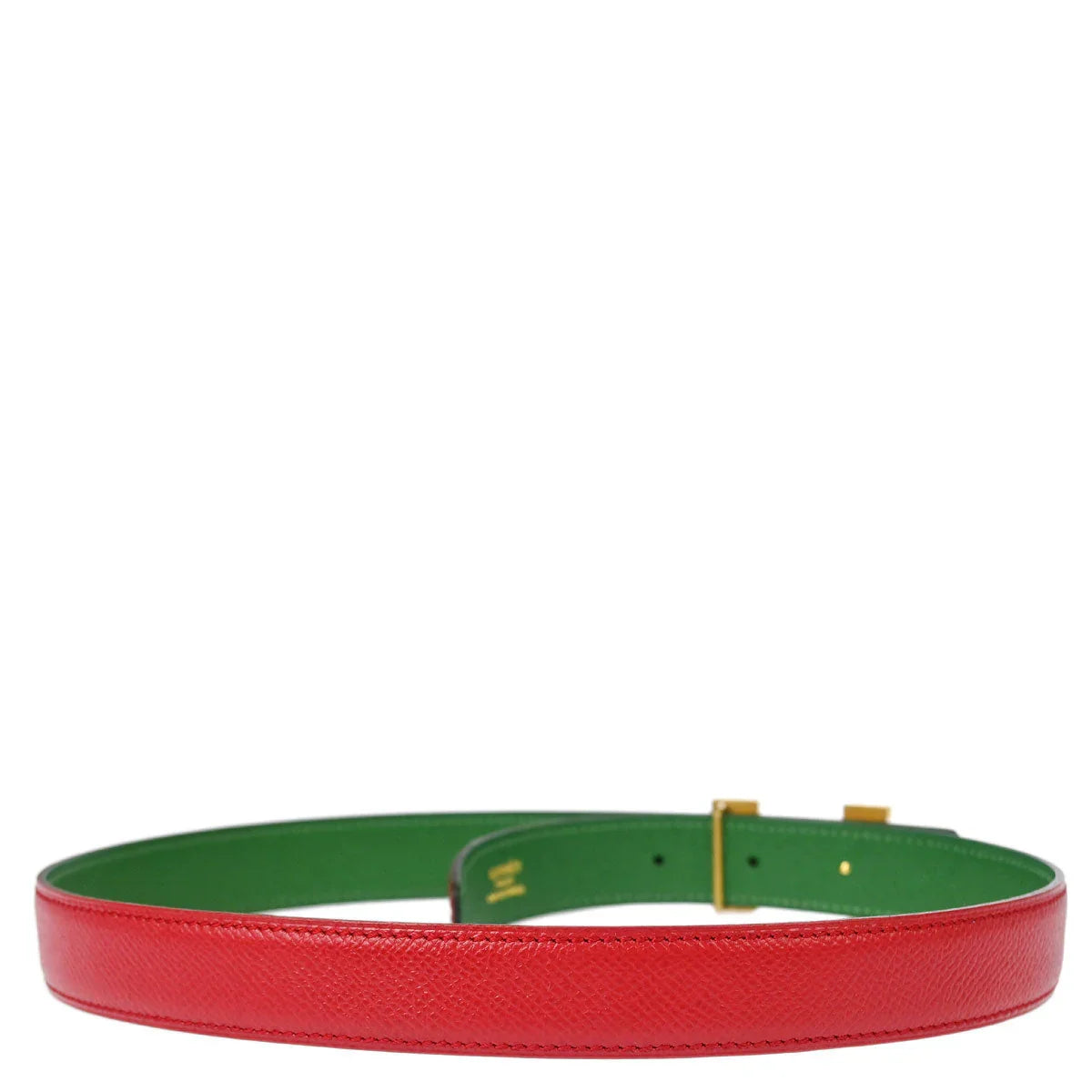 Hermes Red Courchevel Constance Reversible Belt #65 Small Good