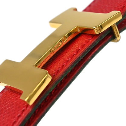 Hermes Red Courchevel Constance Reversible Belt #65 Small Good