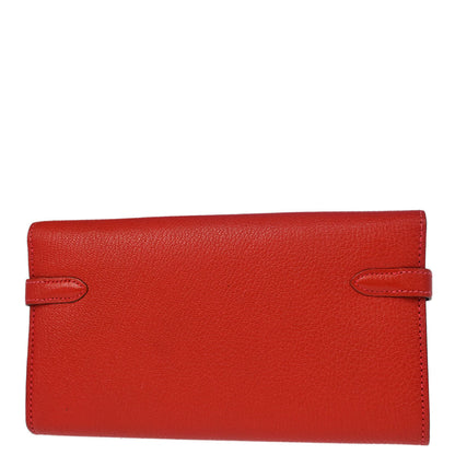 Hermes 2008 Rouge Venitienne Chevre Mysore Kelly Wallet Purse