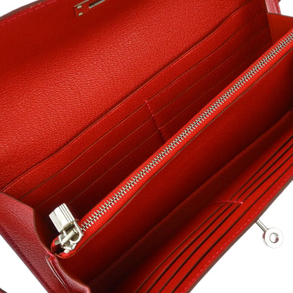 Hermes 2008 Rouge Venitienne Chevre Mysore Kelly Wallet Purse