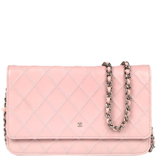 Chanel 2009-2010 Pink Lambskin Bicolore WOC Shoulder Wallet Bag