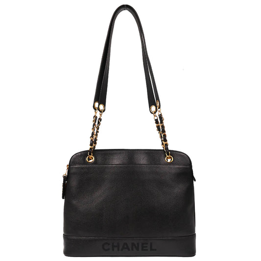 Chanel 1996-1997 Black Caviar Tote Shoulder Bag