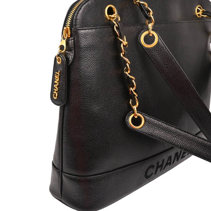 Chanel 1996-1997 Black Caviar Tote Shoulder Bag