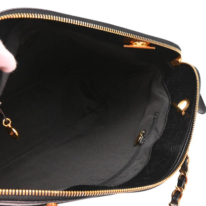 Chanel 1996-1997 Black Caviar Tote Shoulder Bag