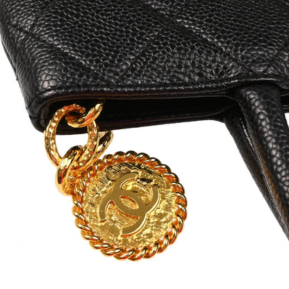 Chanel 2000-2001 Black Caviar Medallion Tote Handbag