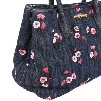 Miu Miu Navy Denim Matelasse 2way Tote Bag