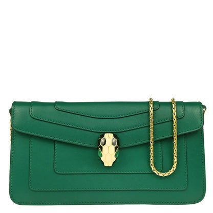 Bvlgari Green Calfskin Serpenti Forever Shoulder Bag
