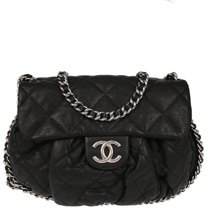Chanel 2013-2014 Black Calfskin Chain Around Shoulder Bag