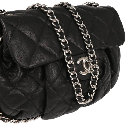 Chanel 2013-2014 Black Calfskin Chain Around Shoulder Bag