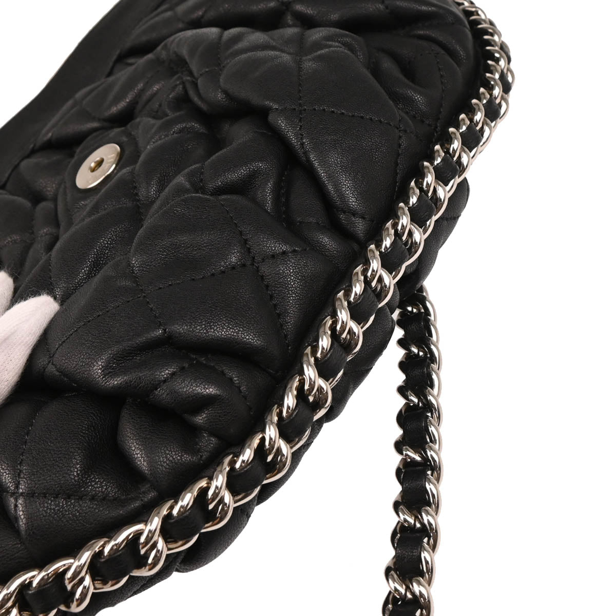 Chanel 2013-2014 Black Calfskin Chain Around Shoulder Bag