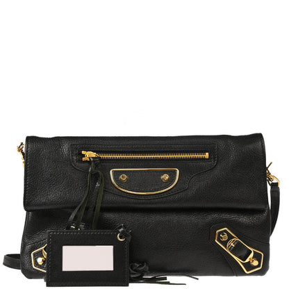 Balenciaga Black Leather Envelope Shoulder Bag