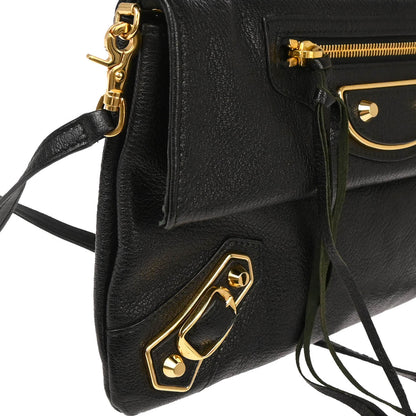 Balenciaga Black Leather Envelope Shoulder Bag