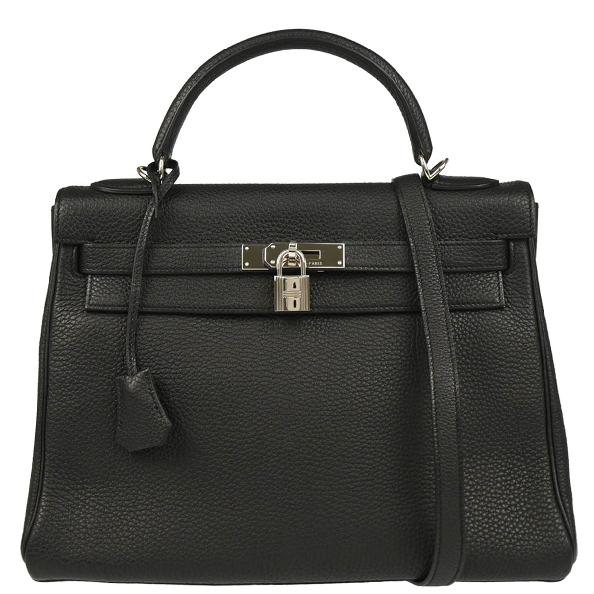 Hermes Black Taurillon Clemence Kelly 32 Retourne 2way Shoulder Handbag