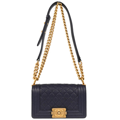 Boy Chanel 2018 Navy Caviar Small Chain Shoulder Bag