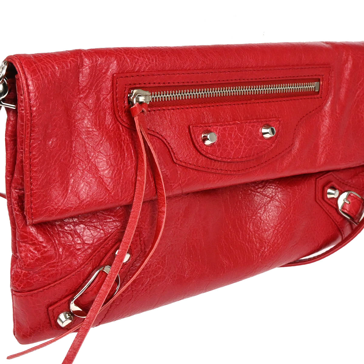 Balenciaga Red Leather Envelope Shoulder Bag