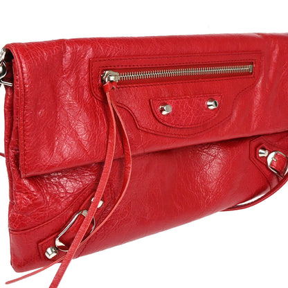 Balenciaga Red Leather Envelope Shoulder Bag