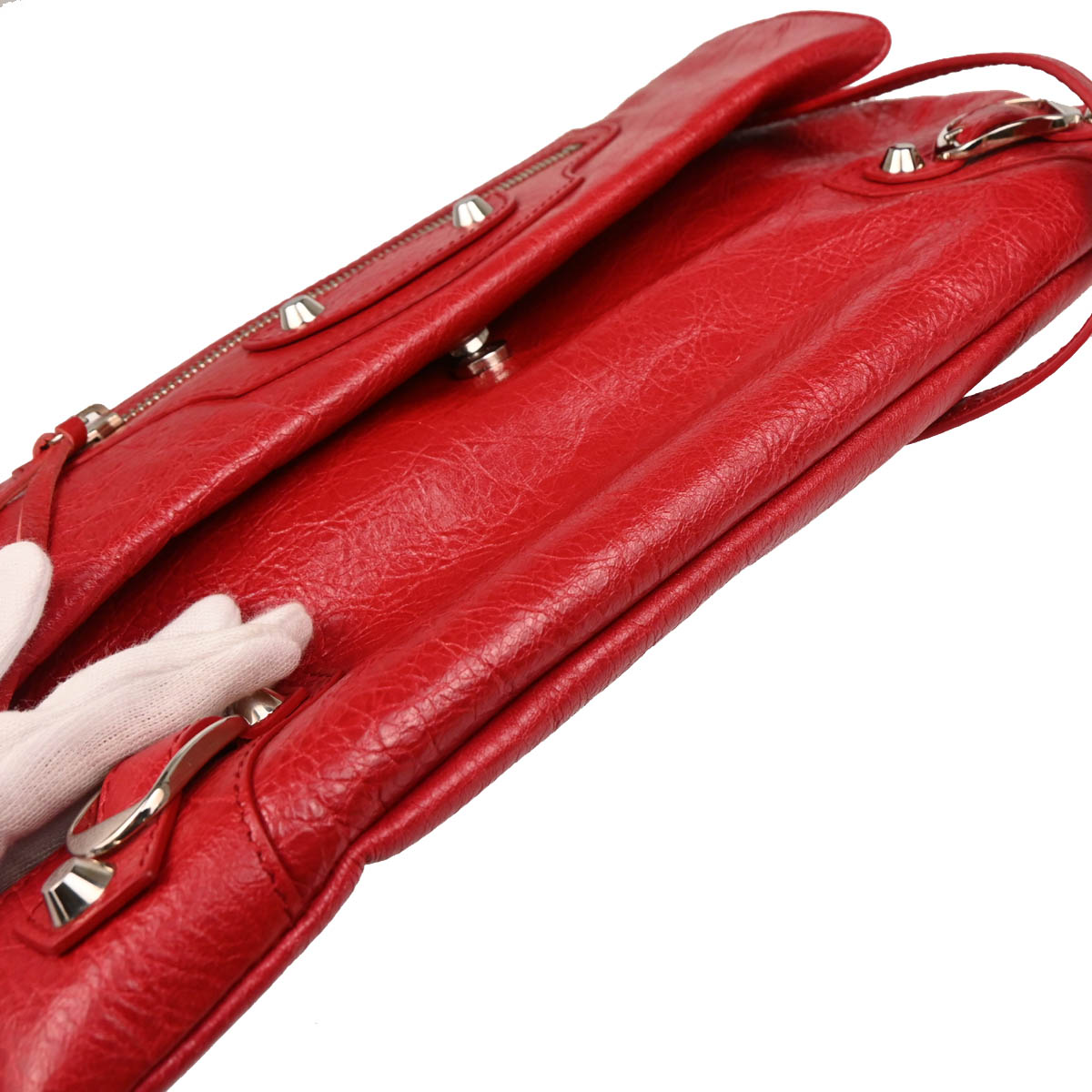 Balenciaga Red Leather Envelope Shoulder Bag