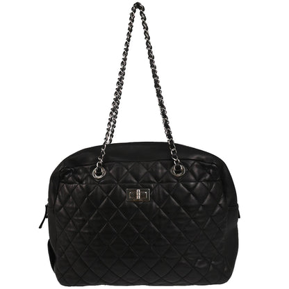 Chanel 2010-2011 Black Lambskin Mademoiselle Lock Shoulder Bag