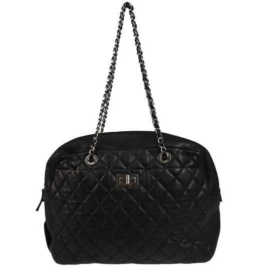 Chanel 2010-2011 Black Lambskin Mademoiselle Lock Shoulder Bag