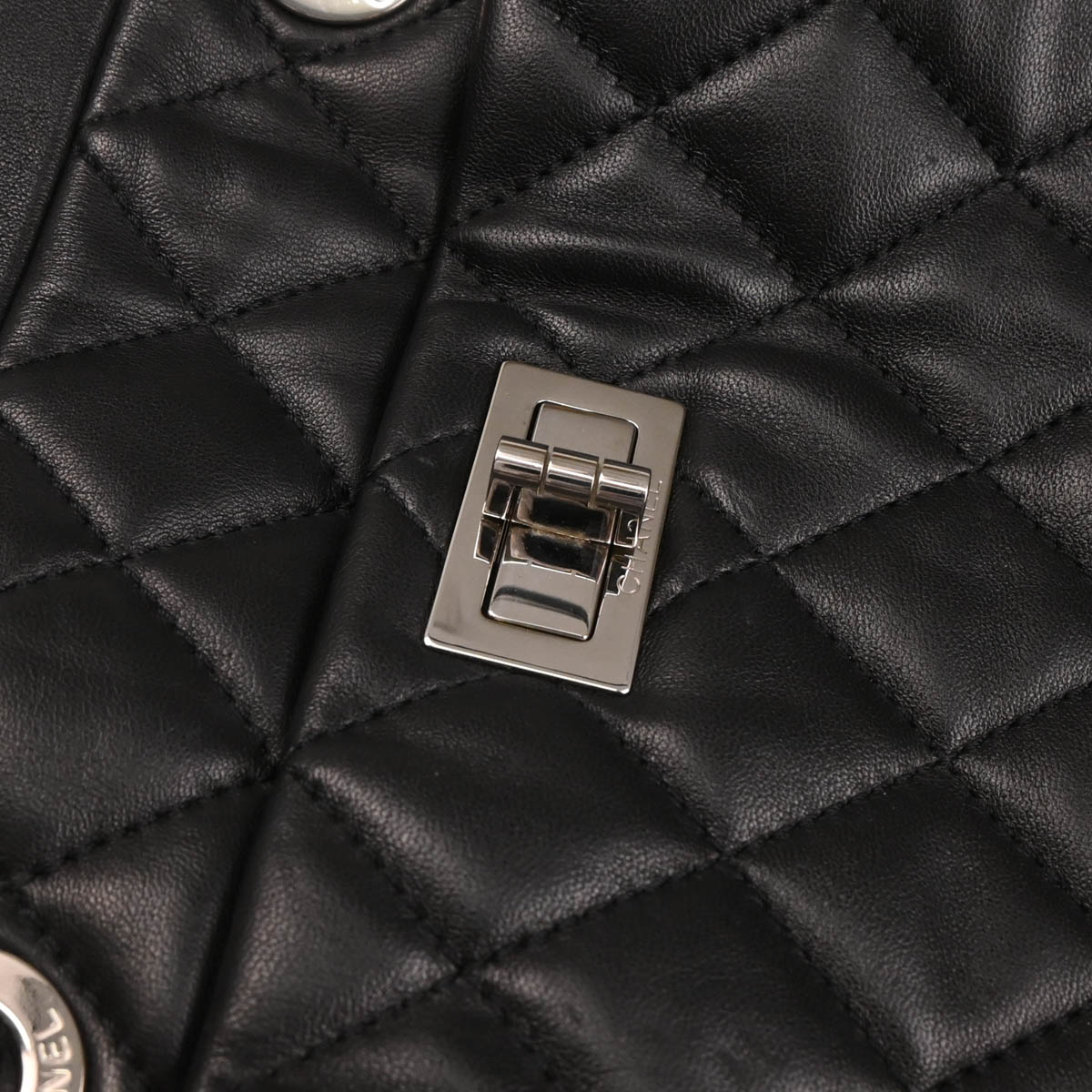 Chanel 2010-2011 Black Lambskin Mademoiselle Lock Shoulder Bag