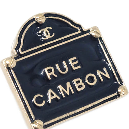 Chanel Piercing Earrings Black Gold B15S