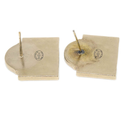 Chanel Piercing Earrings Black Gold B15S